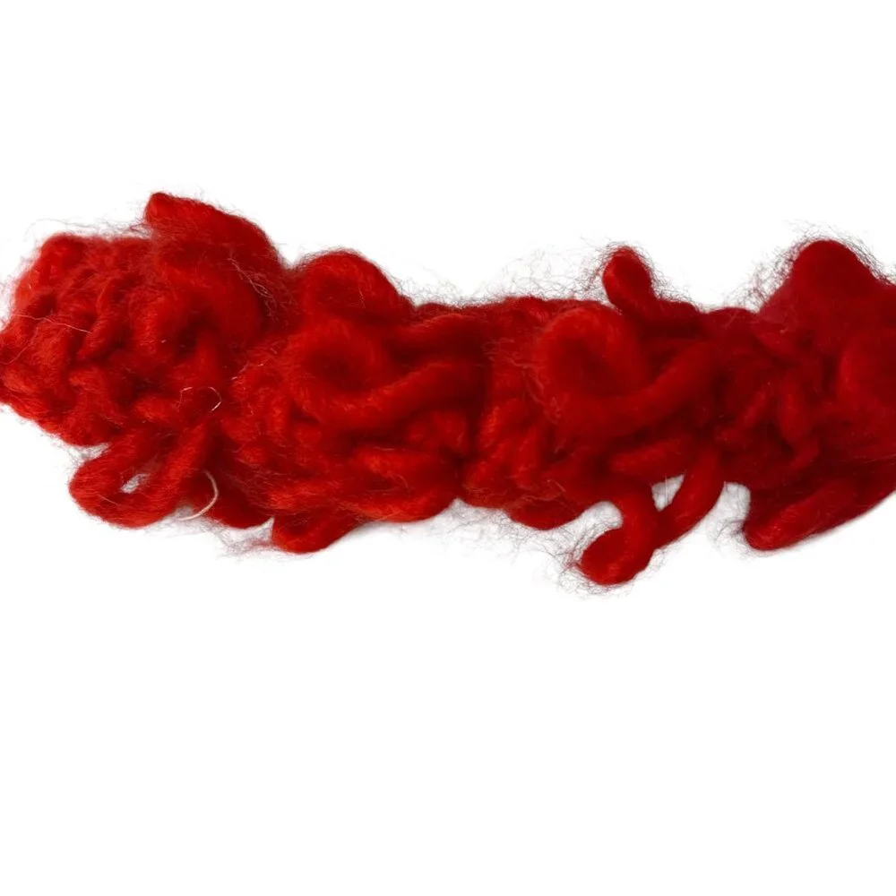 Handmade Red‎ Crochet Yarn Garlands Green Poms Christmas Decor Retro Country Lot